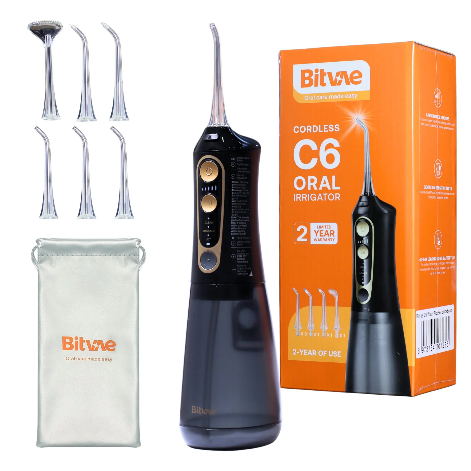 პირის ღრუს ირიგატორი - bitvae C6 შავი